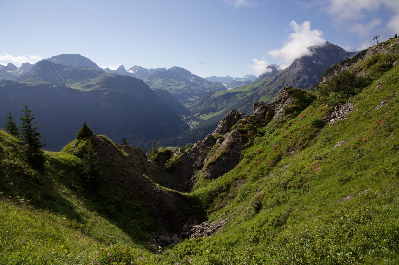 Gipslöcher mit Blick auf Zürs