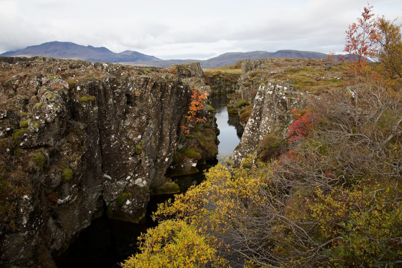 Eine der zahlreichen Spalten zwischen den auseinander driftenden Kontinentalplatten