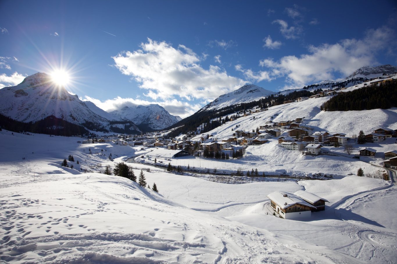 Blick auf Lech vom Flühenweg